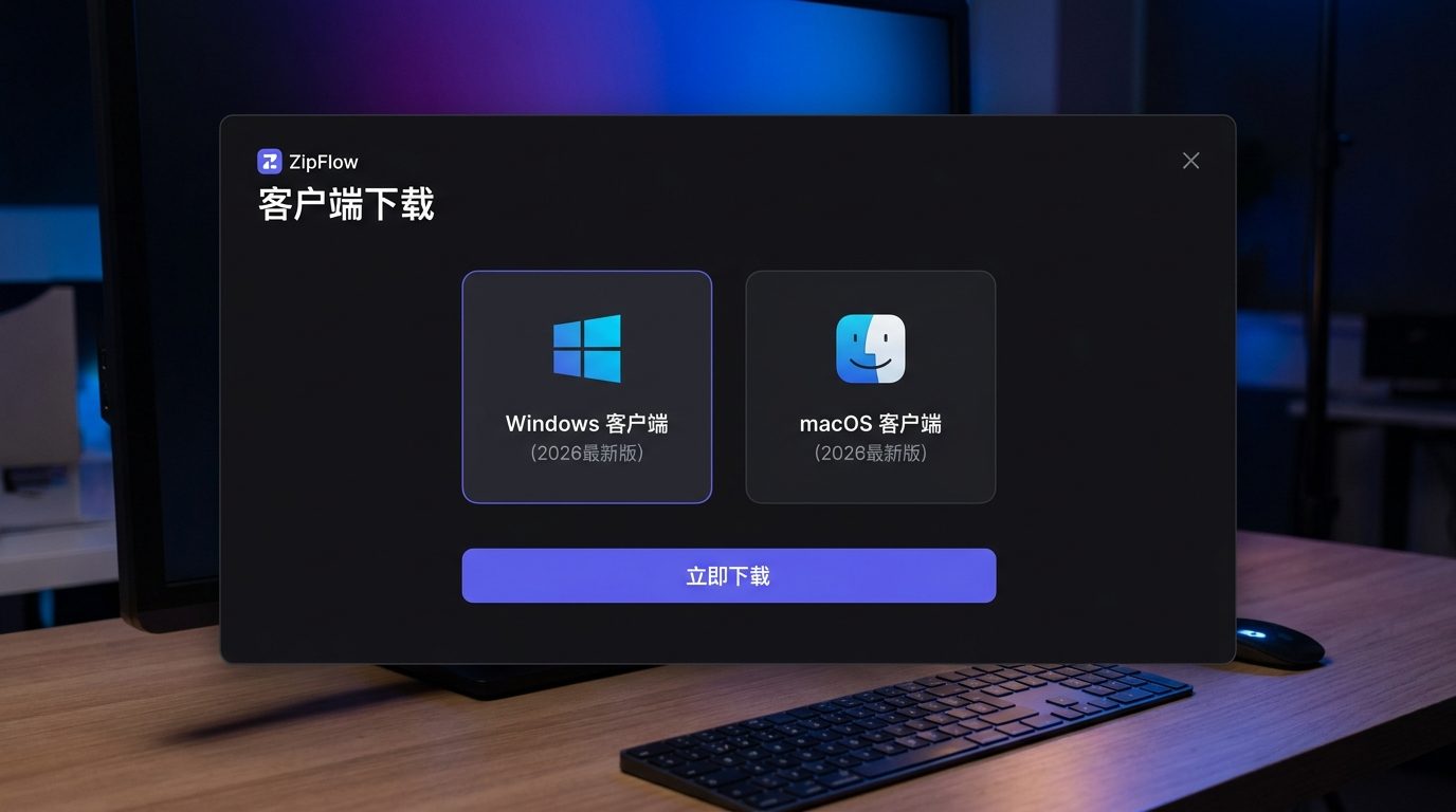 ZipFlow多平台获取面板与极速解压演示